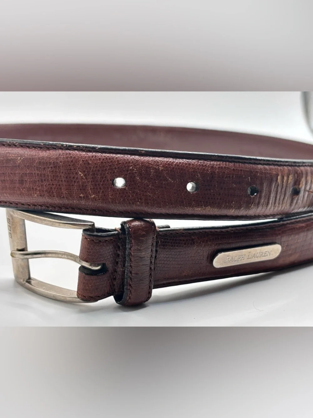 Ralph Lauren Distressed Leather Belt Brown Size 30 Vintage Patina